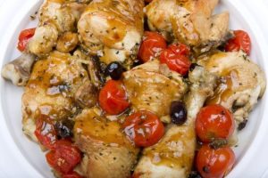 pollo con olive e pomodorini
